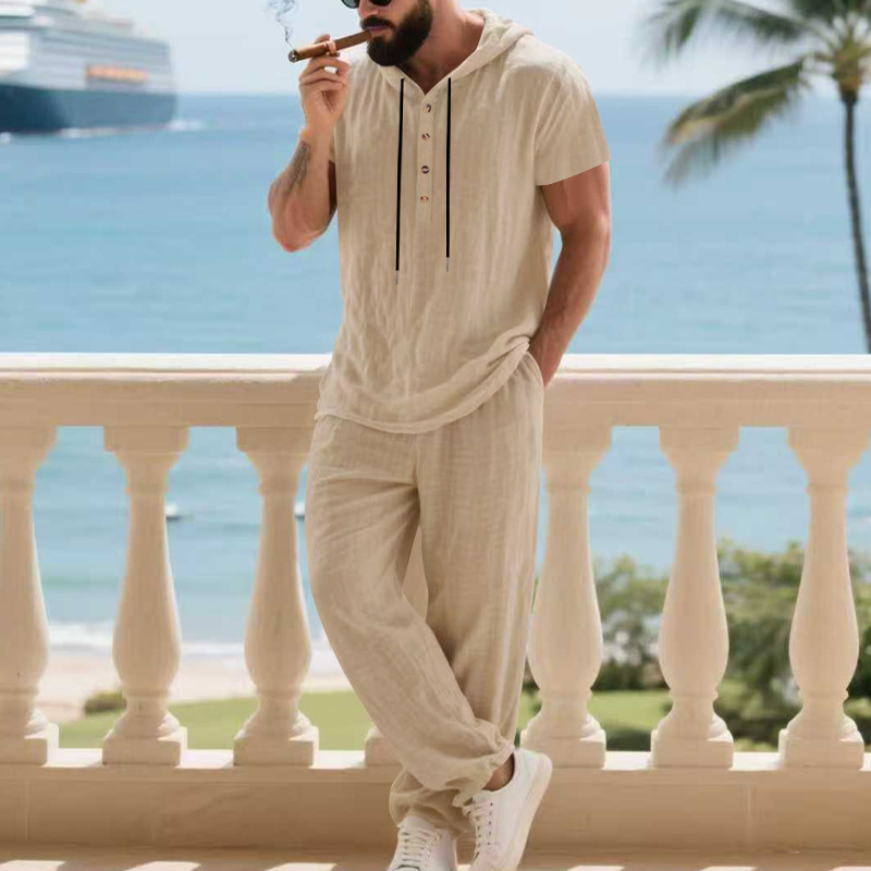 Men's Casual Linen Loose American-Style Pants Suit - Image 8