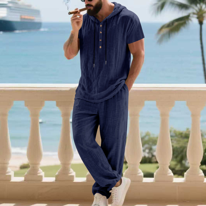 Men's Casual Linen Loose American-Style Pants Suit - Image 6