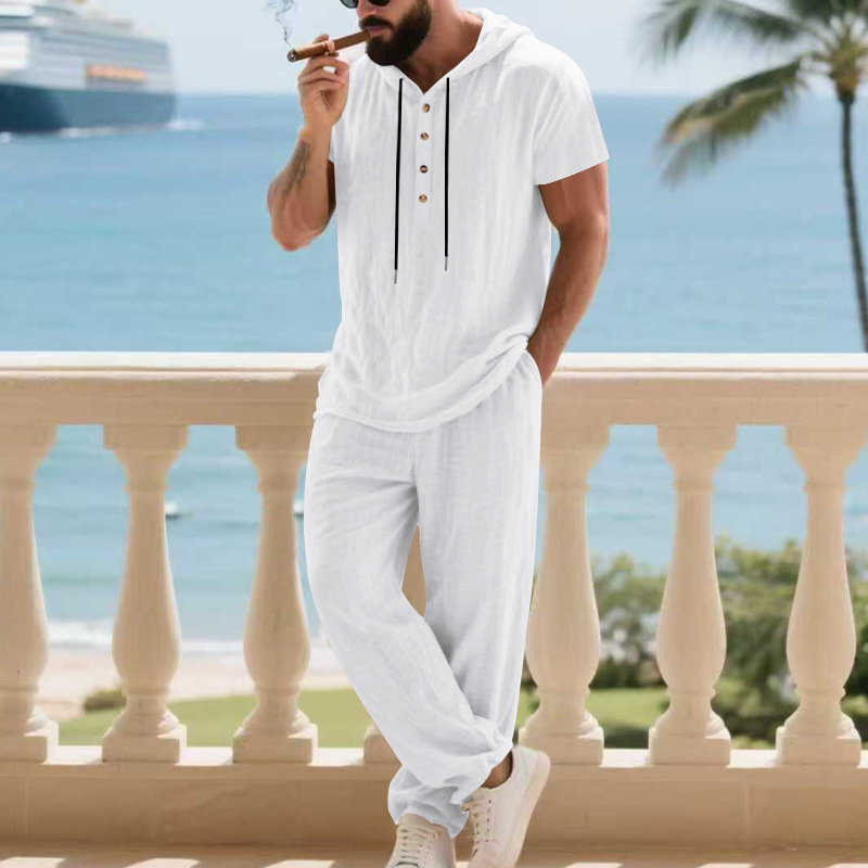 Men's Casual Linen Loose American-Style Pants Suit - Image 5