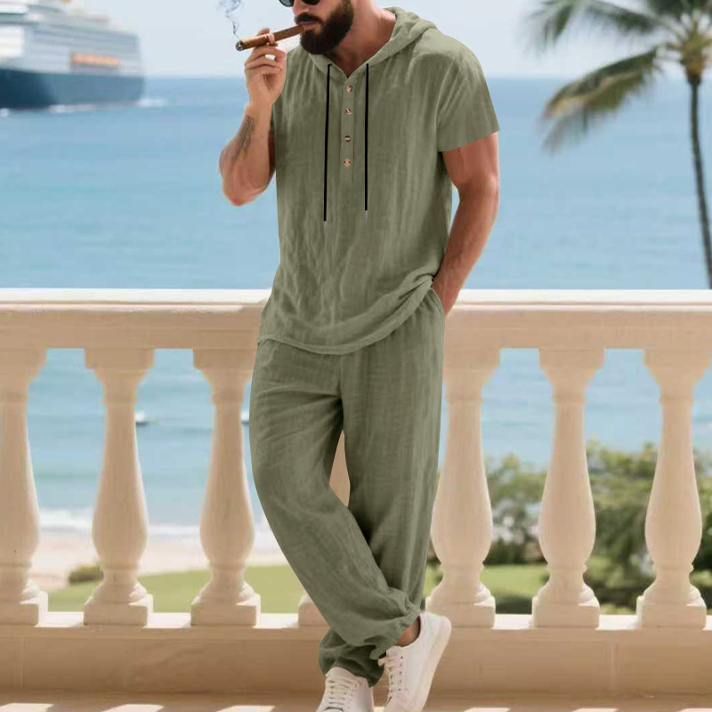 Men's Casual Linen Loose American-Style Pants Suit - Image 10