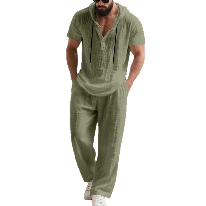 Men's Casual Linen Loose American-Style Pants Suit - Image 2