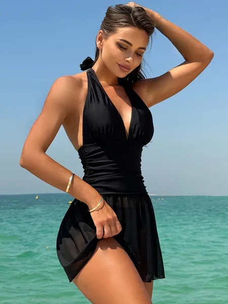 Ladies' One-piece Black Backless Swimsuit, Quick Drying And Elegant - Image 8
