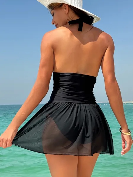 Ladies' One-piece Black Backless Swimsuit, Quick Drying And Elegant - Image 5